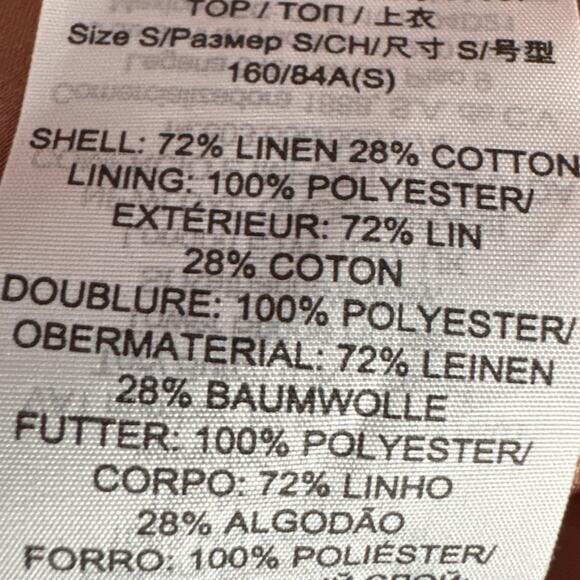 Tory Burch Linen Blend Ruffle Gauze Blouse Wood Rose Size S NWT Designer - Picture 8 of 10